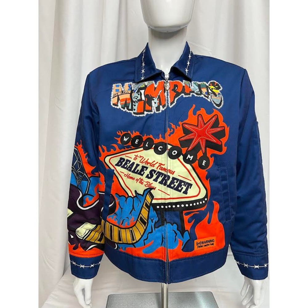NWT! BRAND X - MEMPHIS NAVY VARSITY‎ JACKET SHARE/NAVY MEDIUM
